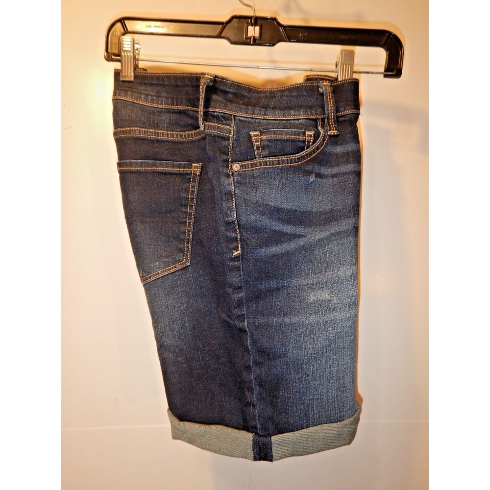 Arizona Jean Co Womens Juniors 9 Denim Bermuda Shorts Dark Wash Cuffed Stretch